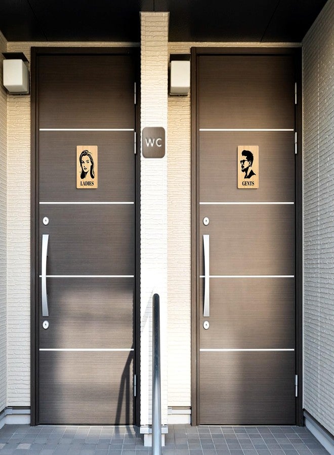 Plan To Gift Ladies and Gents Toilet Sign Board (Set of 2 - Glossy Finish/Size 6x4 in) Self Adhesive Gents and Ladies Toilet Toilet Sign Board for Home - Image 4