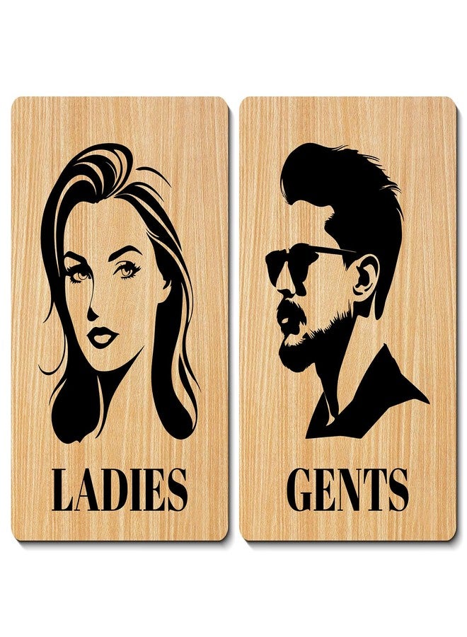 Plan To Gift Ladies and Gents Toilet Sign Board (Set of 2 - Glossy Finish/Size 6x4 in) Self Adhesive Gents and Ladies Toilet Toilet Sign Board for Home - Image 2