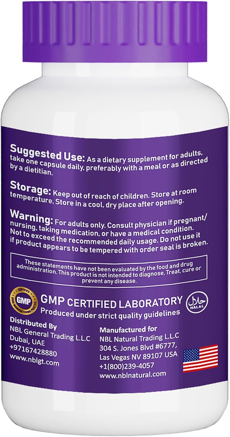 NBL NATURAL Magnesium Glycinate Chelate 200mg - Dietary Supplement for Muscle, Heart, Nerve, and Bone Support - 120 Capsules - Image 3