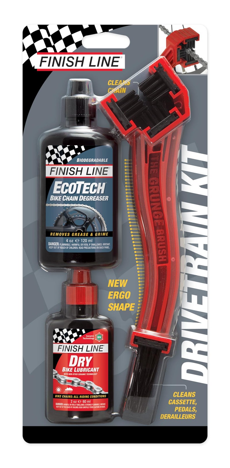 Finish Line Drivetrain Kit: Grunge Brush + 2 oz Dry Lube + 4 oz EcoTech Degreaser - Image 2