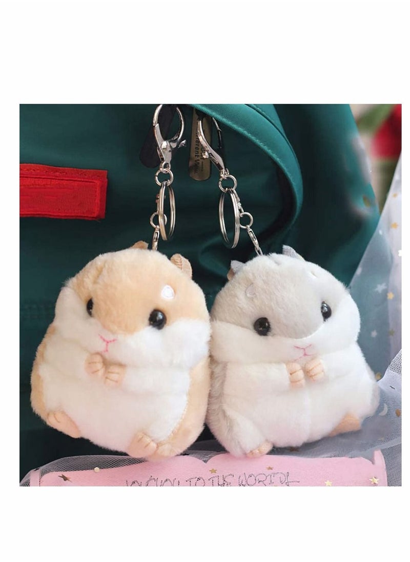 Y&D - Plush Hamster Keychains Stuffed Animal Keyring Pendant Purse Backpack Handbag Charms 2 Pack - Image 1