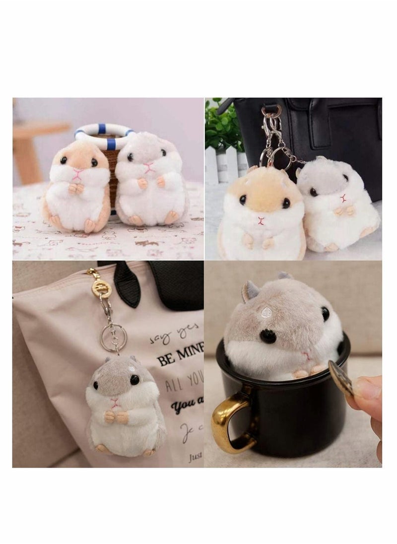 Y&D - Plush Hamster Keychains Stuffed Animal Keyring Pendant Purse Backpack Handbag Charms 2 Pack - Image 1