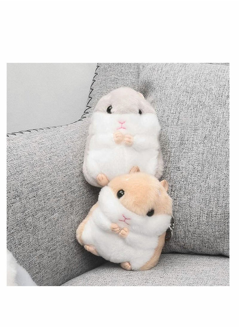 Y&D - Plush Hamster Keychains Stuffed Animal Keyring Pendant Purse Backpack Handbag Charms 2 Pack - Image 1