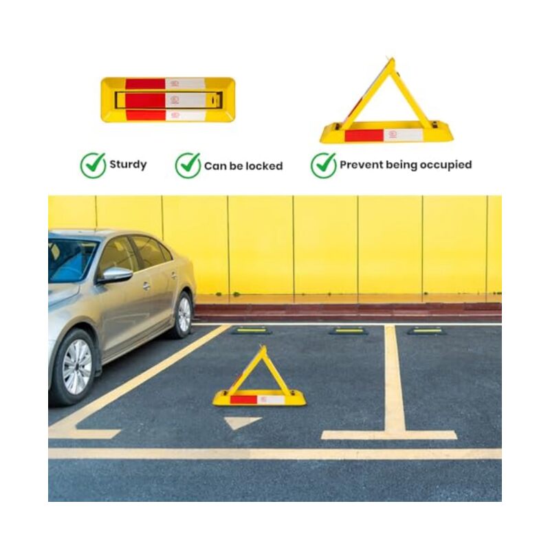 Foldable Parking Barrier,Car Parking Lock Manual Lockable Parking Space Block with Keys,Private Parking Space Lock for Shopping Malls, Hotels,Office,Airports - Image 3