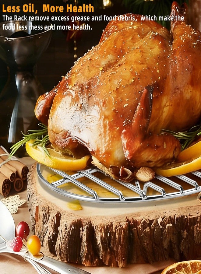 RIDGEPOLE 12.4" Oval Stainless Steel Roasting Rack/Cooling Rack - 4MM Heavy Duty Roaster Rack, Dishwasher & Oven Safe, for Turkey Chicken Roasting, Thanksgiving Christmas Holiday Gift for Wife/Mom. - Image 3