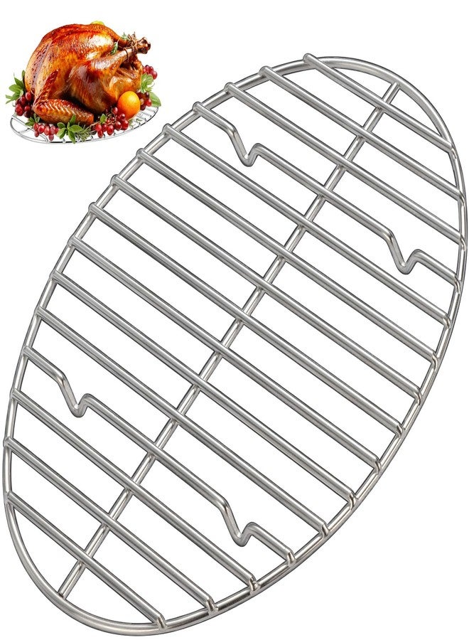 RIDGEPOLE 12.4" Oval Stainless Steel Roasting Rack/Cooling Rack - 4MM Heavy Duty Roaster Rack, Dishwasher & Oven Safe, for Turkey Chicken Roasting, Thanksgiving Christmas Holiday Gift for Wife/Mom. - Image 1