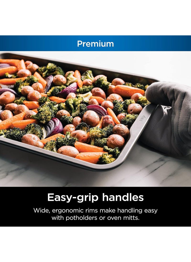 Ninja Ninja B32002 Foodi NeverStick Premium 2Piece Baking Sheet Set Nonstick Oven Safe up to 500F with 9 x 13 inch Sheet  11 x 17 inch Sheet Dishwasher Safe Grey  - Image 4