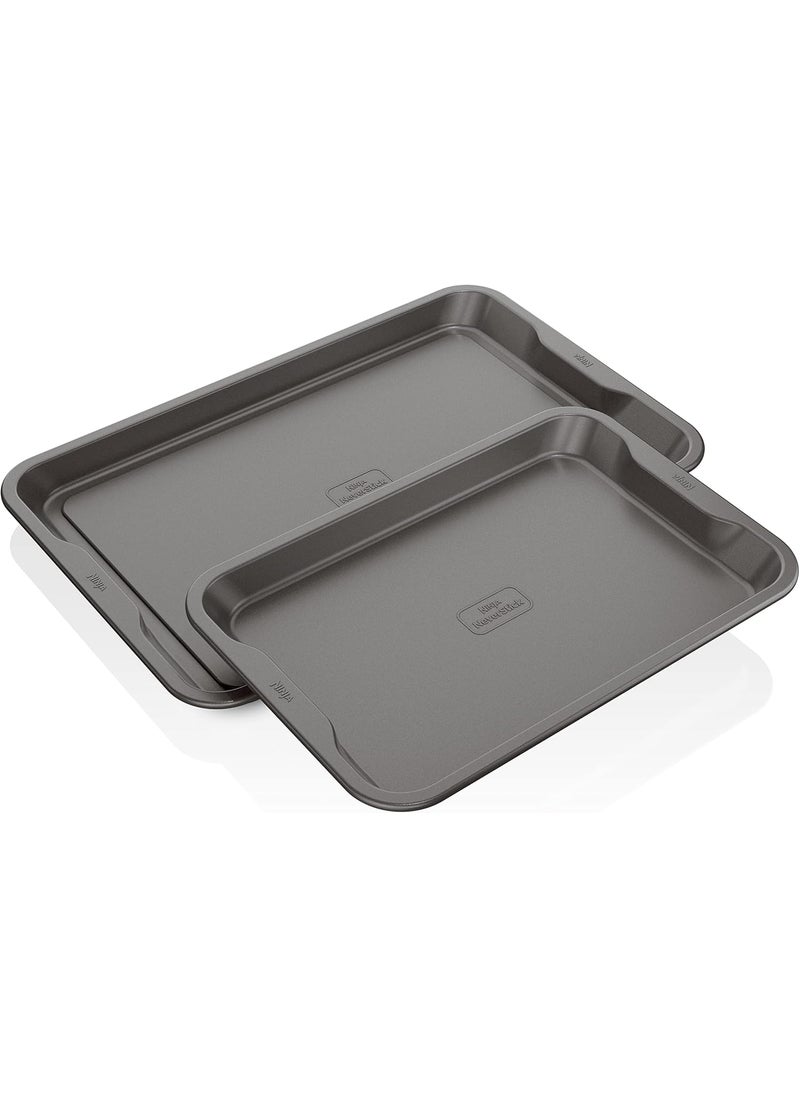 Ninja Ninja B32002 Foodi NeverStick Premium 2Piece Baking Sheet Set Nonstick Oven Safe up to 500F with 9 x 13 inch Sheet  11 x 17 inch Sheet Dishwasher Safe Grey  - Image 1