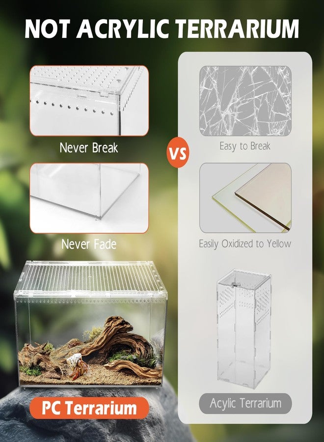 AZV Reptile Terrarium Tank,Versatile Enclosure for Leopard Crested Gecko,Lizard Cage,Spider Starter Kit,Hermit Crab Habitat,Tarantula Cribs,Perfect Aquarium for Snake,Frogs,Snails,Insects,Small Pets - Image 5