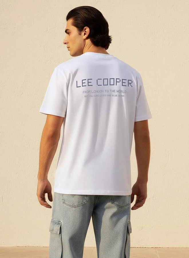 لي كوبر Lee Cooper Men Regular Fit Crew Neck Short Sleeve Logo Print T-shirt