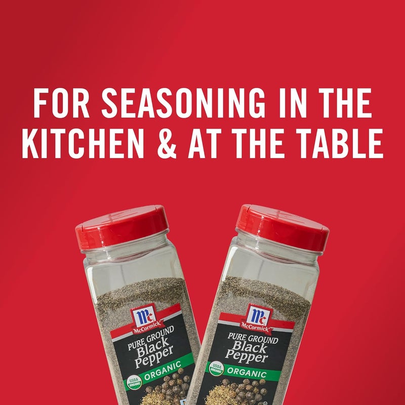 McCORMICK فلفل أسود مطحون عضوي نقي من مكورميك، 12 أونصة - معتمد عضوي من وزارة الزراعة الأمريكية وغير معدل وراثيًا - Image 3