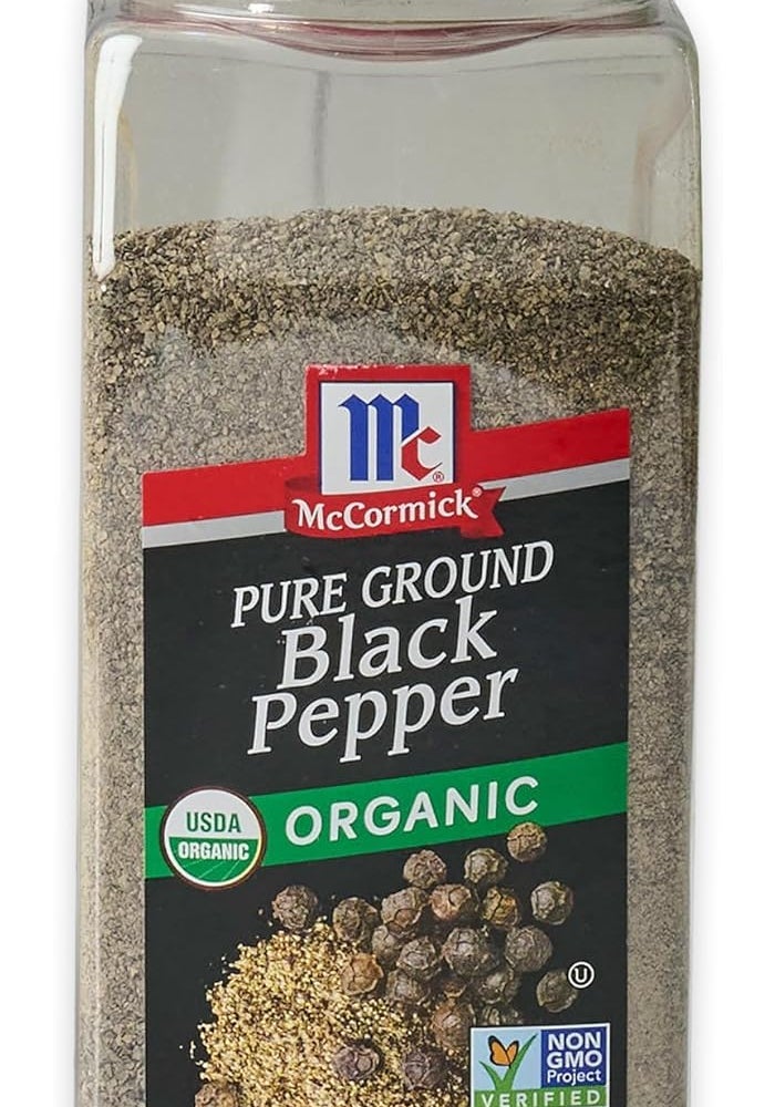 McCORMICK فلفل أسود مطحون عضوي نقي من مكورميك، 12 أونصة - معتمد عضوي من وزارة الزراعة الأمريكية وغير معدل وراثيًا - Image 1