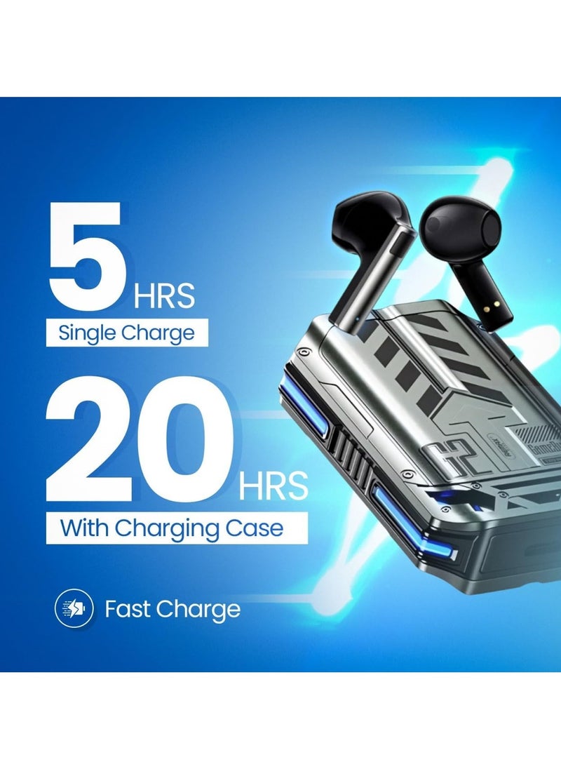 Remax Mena - Wireless Earbuds Bluetooth Earphones, 13mm Drivers with Big Bass, BT V5.3, Stereo Sound, 5-Hour Playtime for Gaming, Music, Calls - True Wireless Earphones with Fast Charging (Grey) - Image 1