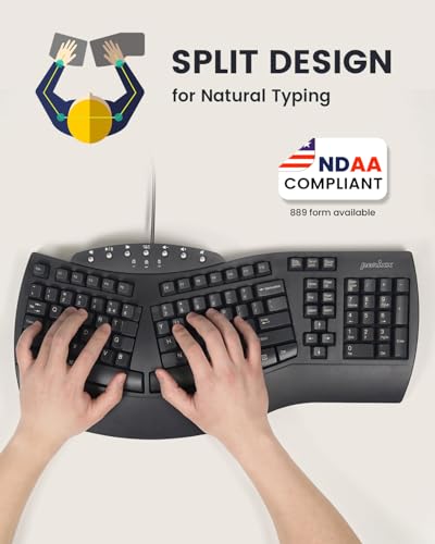 Perixx PERIBOARD512B Wired Ergonomic Keyboard Split Keyboard Wrist Rest Natural Typing Wired USB Connectivity US English Black - Image 3