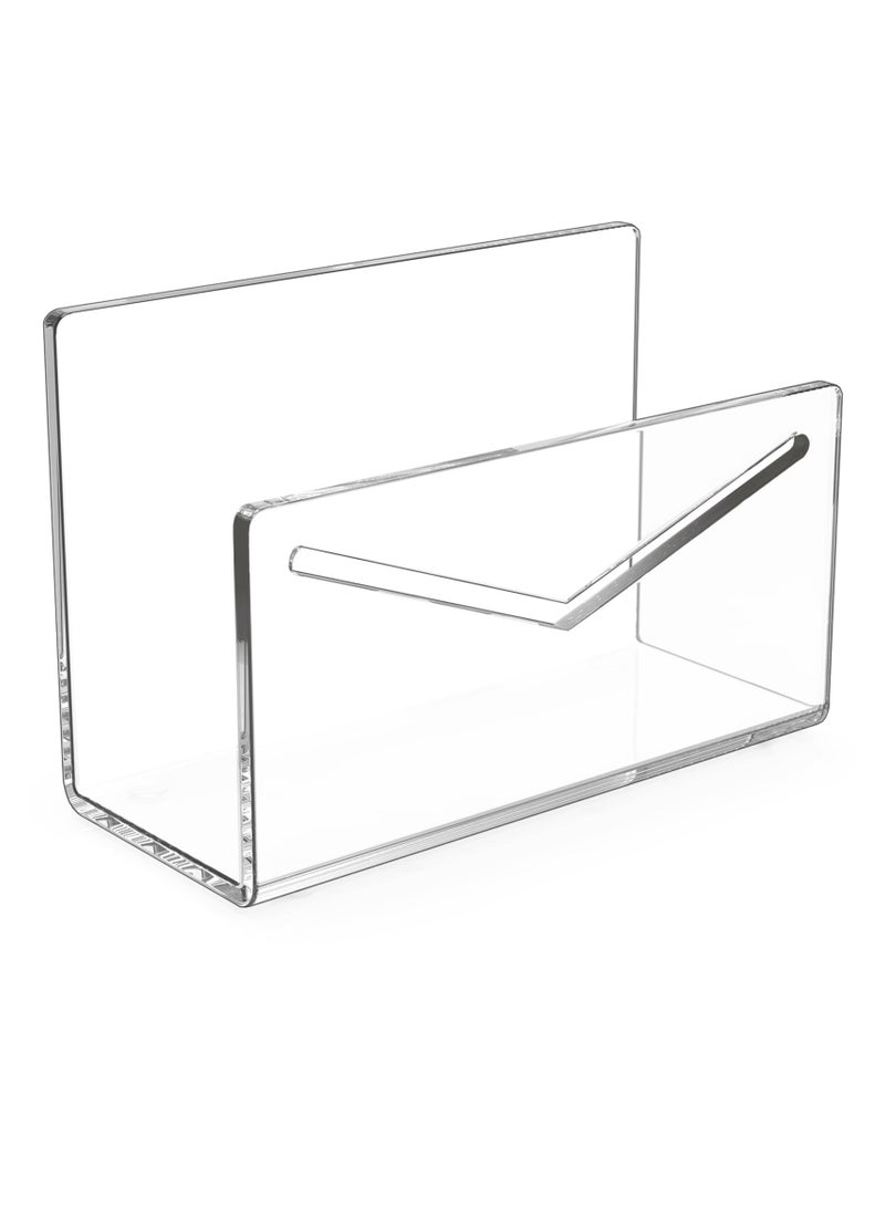 SYOSI Acrylic Mail Holder Clear File Letter Organizer for Desk Lightweight Countertop Bill Holding Sorter Stand Tabletop Plastic Menu Display Holderm Mail Sorter Letter Clip Desktop Organizer - Image 2