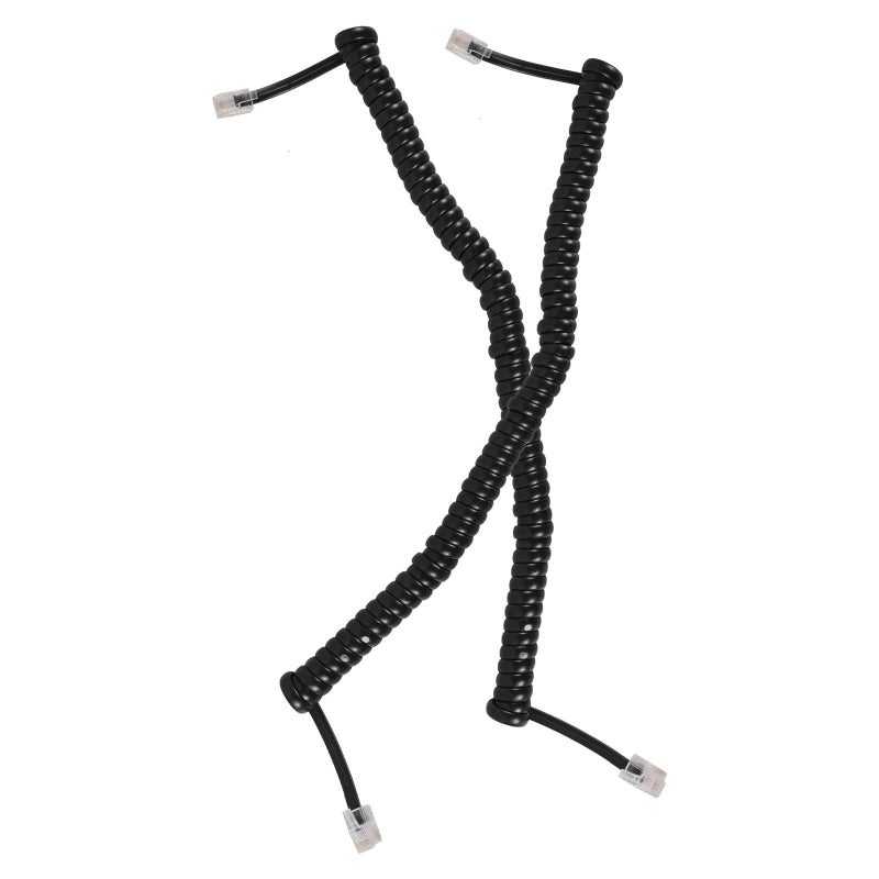 Black Coiled Telephone Cord for Desk Phones Office Use Replacement Receiver Cable 2 Pack - Image 2