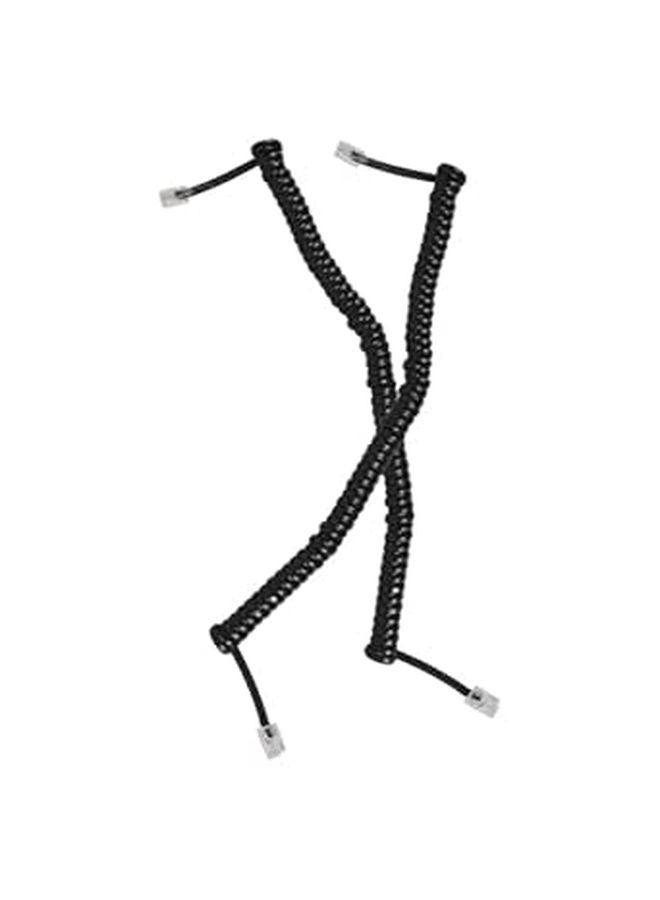 Black Coiled Telephone Cord for Desk Phones Office Use Replacement Receiver Cable 2 Pack - Image 1