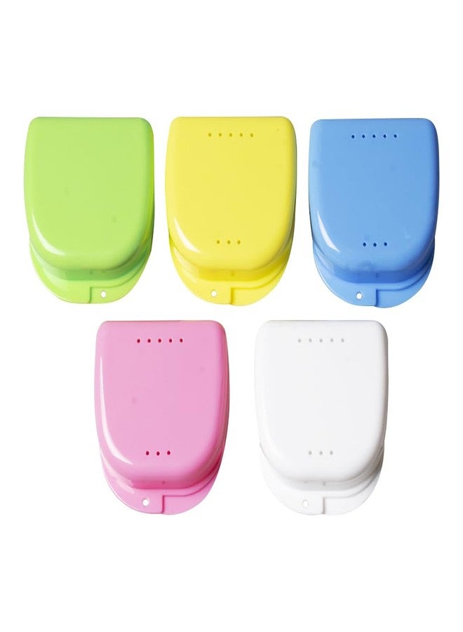 GSHLLO 5 Pcs Portable Breathable Retainer Cases Leak Proof Denture Cases False Teeth Storage Boxes Orthodontic Dental Box Mouth Brace Case for Splint - Image 1