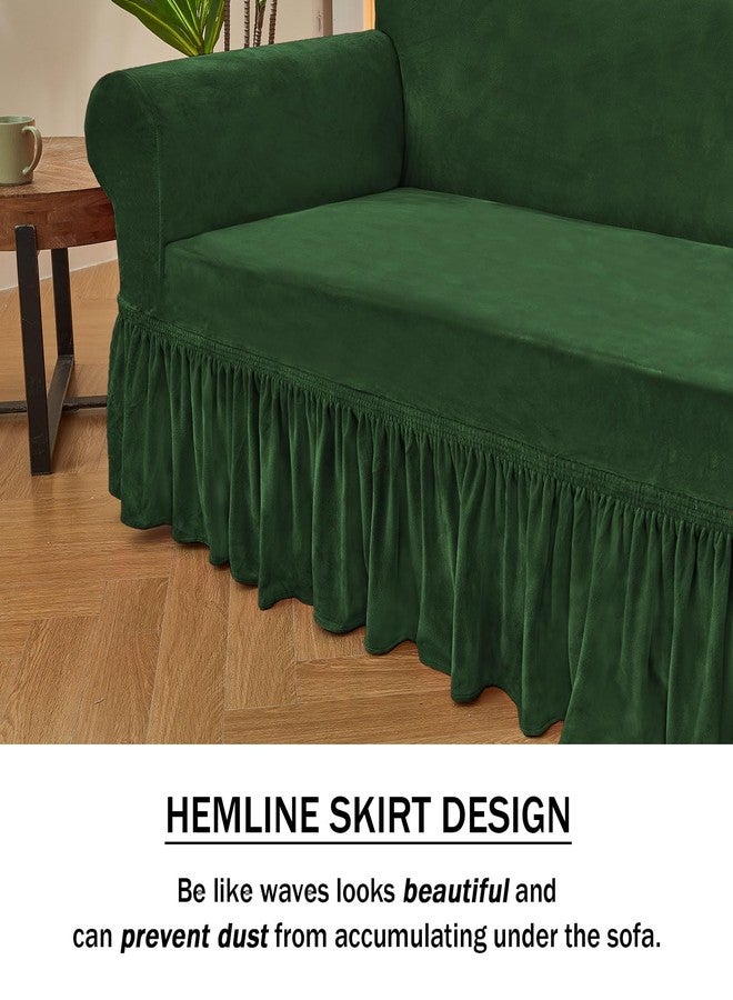 NICEEC Sofa Cover Super Soft 1-Piece Green Sofa Slipcover for Sofas Stretch Universal Spandex Couch Covers for Living Room Easy Fit Washable Furniture Sofa Protector with Skirt - Image 3