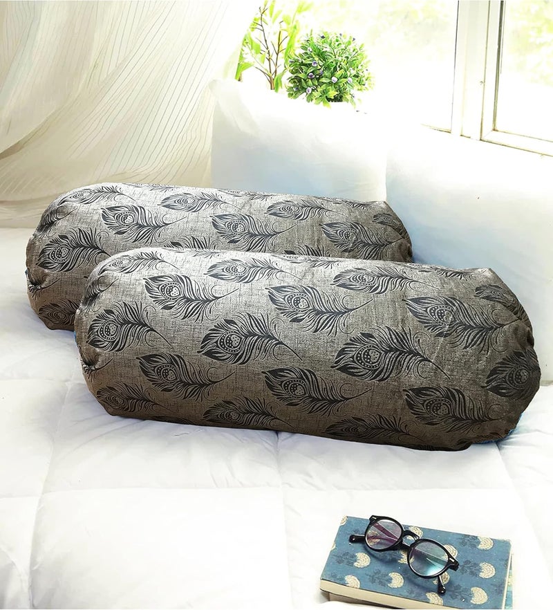 IM FAB IM FAB Morepankh Velvet Fabric Bolster Cover Set of 2 Pcs BrownCoffee - Image 1