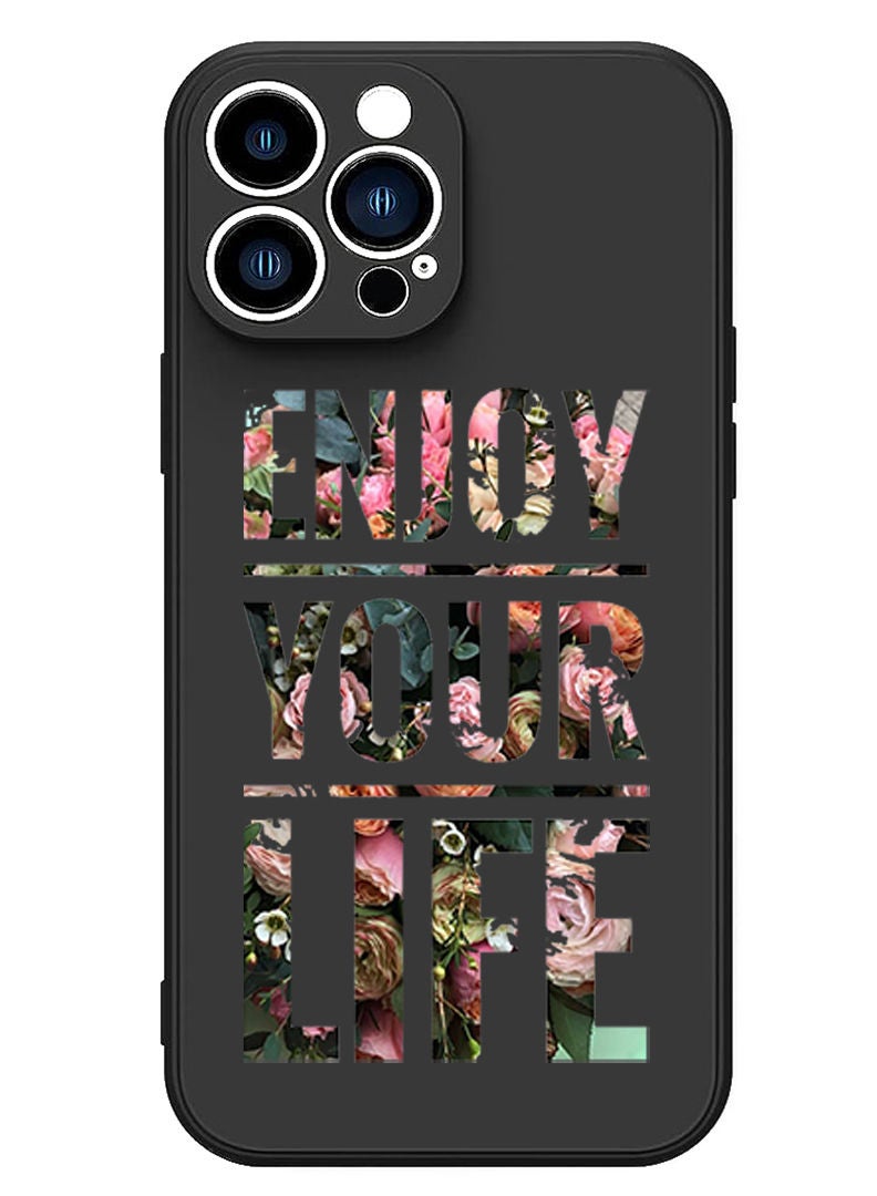 Theodor Protective Slim Fit Case Liquid Silicone Cover with Full Body Protection Anti-Scratch Shockproof Case For iPhone 12 Pro Max Black  - Enjoy your rally copy - Image 1