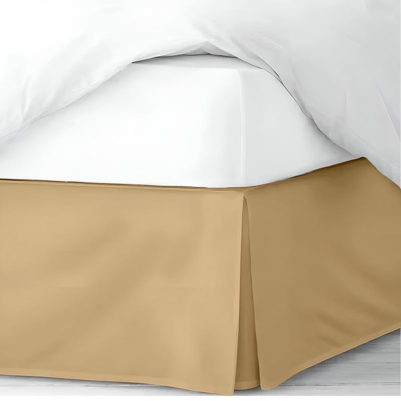 TSM BEDDING Pleated Bed Skirt Single Size 36x72 18 Inch Drop with Platform Design for Secure Fit Split Corners WrinkleResistant Microfiber for Modern Stylish Look Tailored Bedding Looks Beige - Image 1