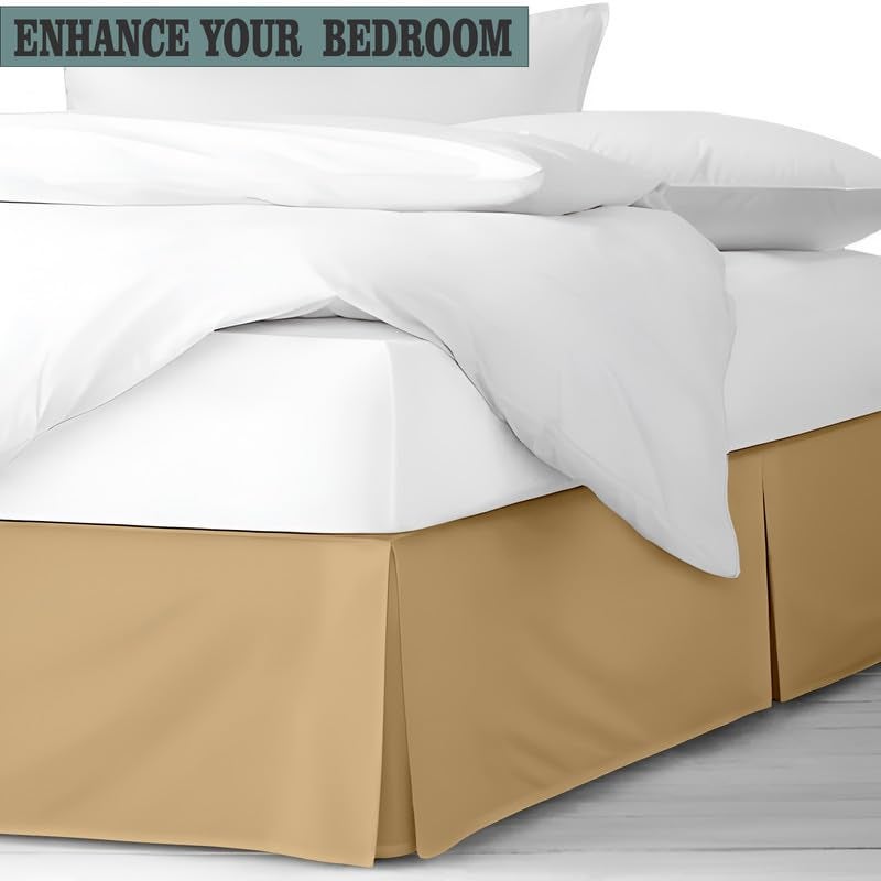 TSM BEDDING Pleated Bed Skirt Single Size 36x72 18 Inch Drop with Platform Design for Secure Fit Split Corners WrinkleResistant Microfiber for Modern Stylish Look Tailored Bedding Looks Beige - Image 2