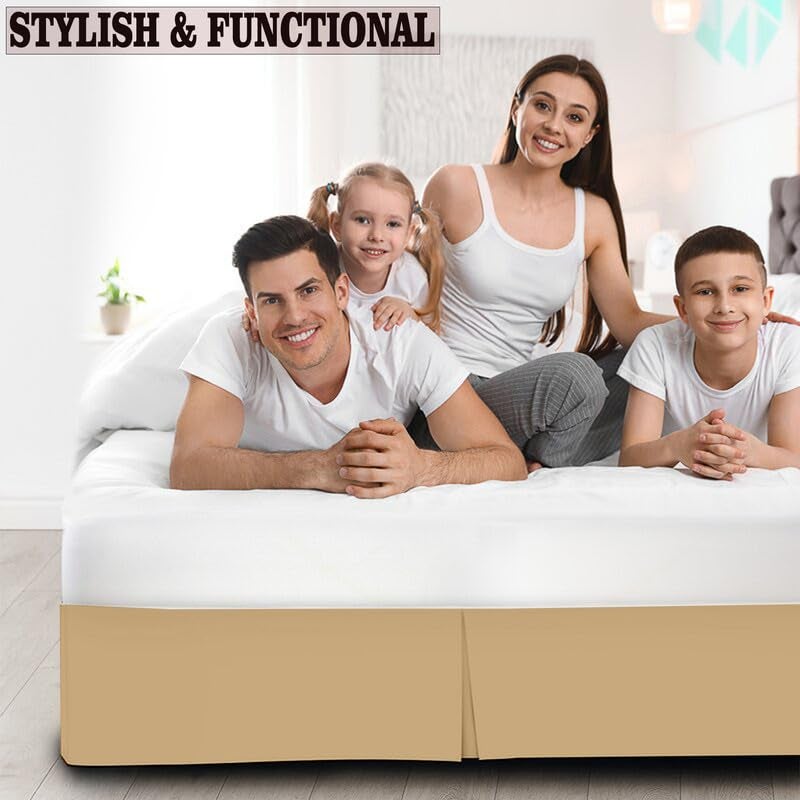 TSM BEDDING Pleated Bed Skirt Single Size 36x72 18 Inch Drop with Platform Design for Secure Fit Split Corners WrinkleResistant Microfiber for Modern Stylish Look Tailored Bedding Looks Beige - Image 5