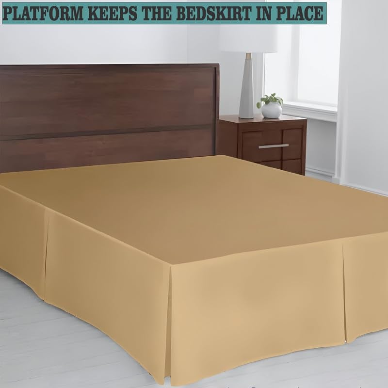 TSM BEDDING Pleated Bed Skirt Single Size 36x72 18 Inch Drop with Platform Design for Secure Fit Split Corners WrinkleResistant Microfiber for Modern Stylish Look Tailored Bedding Looks Beige - Image 3