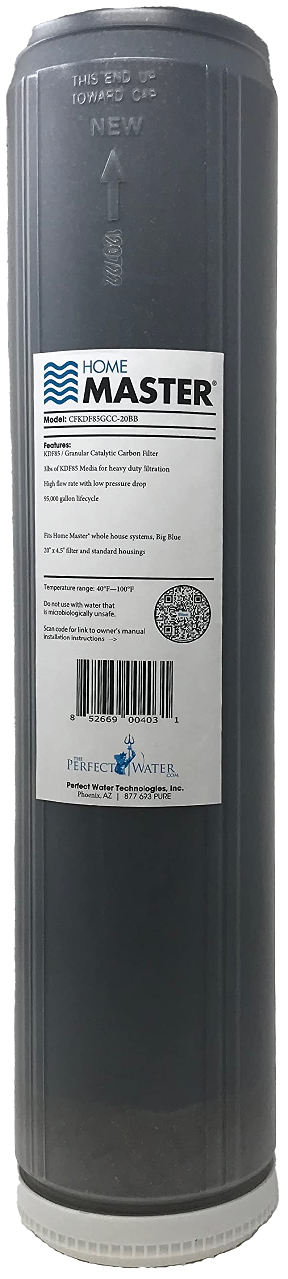 Home Master CFKDF85GCC20BB Replacement Filter Fits Big Blue 20 x 45 Heavy duty UpFlow Catalytic Carbon KDF 85 Filters Chloramines Chlorine Chemicals Heavy Metals Sediment more