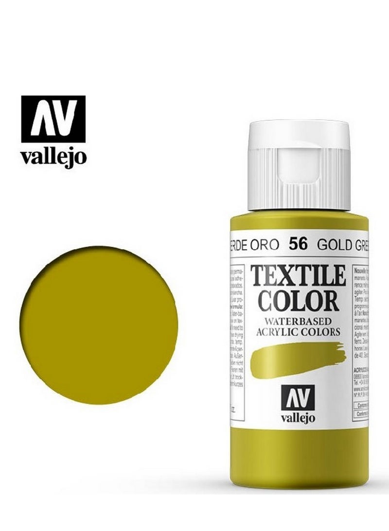 فاليجو طلاء أقمشة ذهبي أخضر 56 – زجاجة 60 مل بلمسة نهائية غير لامعة قابلة للغسل