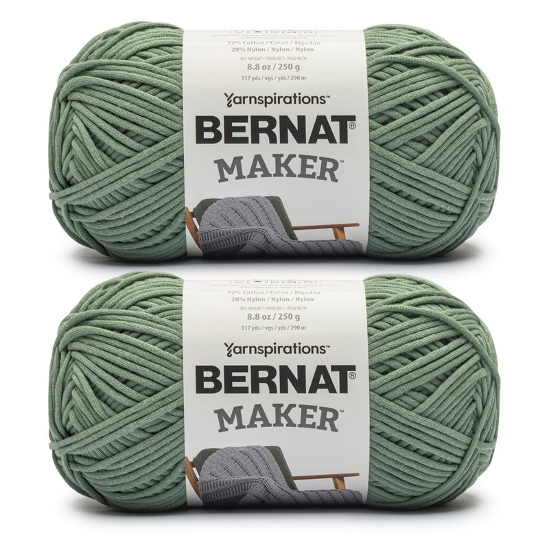 Bernat Maker Lichen Yarn - 2 Pack of 250g/8.8oz - 72% Cotton 28% Nylon - #5 Bulky - 290m/317Yards - for Knitting, Crochet and Amigurumi - Image 1