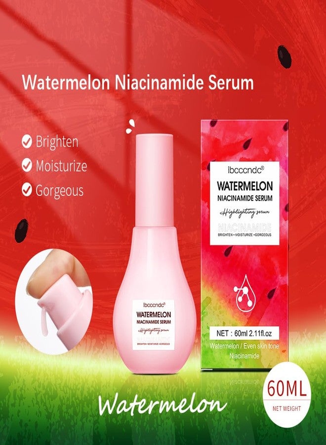 gcdat Watermelon Niacinamide Moisturize Serum, Highlighting Serum, Hydrating with Hyaluronic Acid, Glycerin and Vitamin E, Lightweight Facial Serum & Priming Liquid Highlighter - Image 5