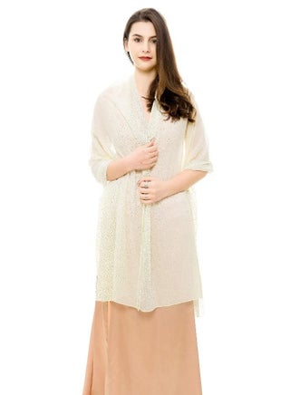 REEMONDE Womens Pashmina Shawls and Wraps for Evening Dresses Chiffon Bridal Shawl for Wedding Dressy Rhinestones Sparkly Scarf (Beige) - pzsku/Z946A033FE36088972CD2Z/45/_/1692875436/491f62f2-eabe-45e3-a00a-7e2b8be7fe87
