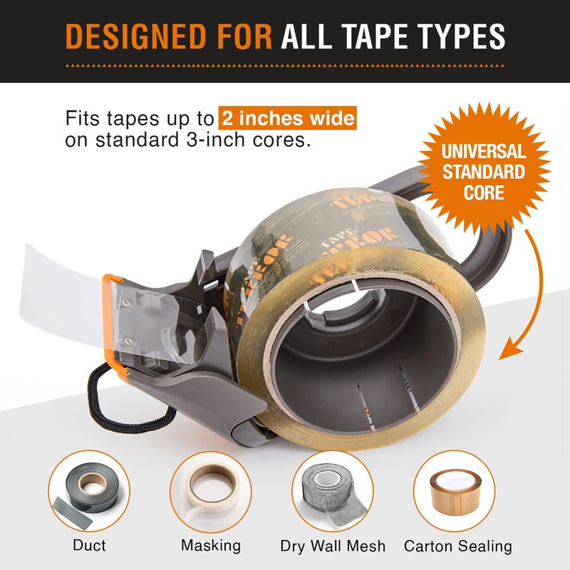 Tape Terror Packing Tape Dispenser - Heavy Duty Shipping Tape Dispenser for Boxes, Refillable, Fits Standard Bulk Tapes Up to 2" Wide - Razor-Sharp Cutting Packaging Tape Dispenser (1-Count) - Image 3