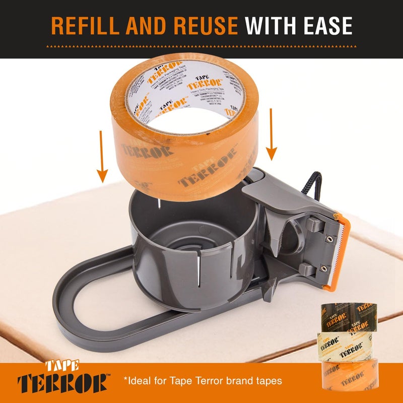 Tape Terror Packing Tape Dispenser - Heavy Duty Shipping Tape Dispenser for Boxes, Refillable, Fits Standard Bulk Tapes Up to 2" Wide - Razor-Sharp Cutting Packaging Tape Dispenser (1-Count) - Image 4