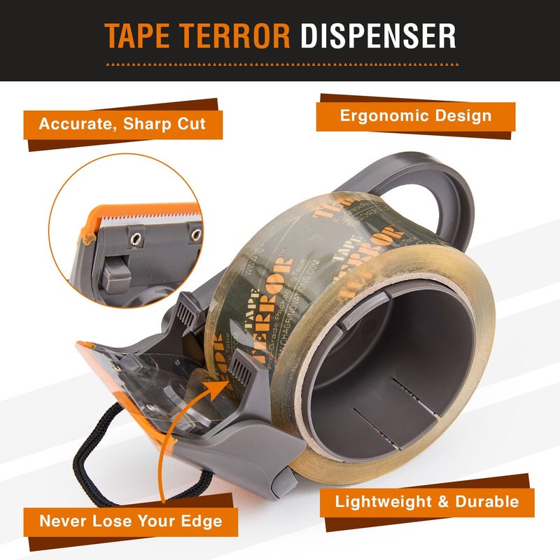 Tape Terror Packing Tape Dispenser - Heavy Duty Shipping Tape Dispenser for Boxes, Refillable, Fits Standard Bulk Tapes Up to 2" Wide - Razor-Sharp Cutting Packaging Tape Dispenser (1-Count) - Image 2