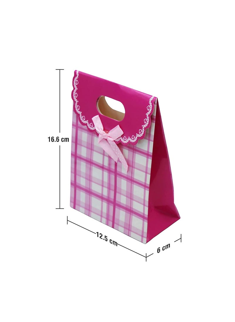 iLife - iLife Gift Bags Paper Bags with Handles Bulk, Shopping Bags Retail Bags Paper Gift Bags (Pink) 12.5 * 6 * 16.6CM - 12 Piece - Image 1