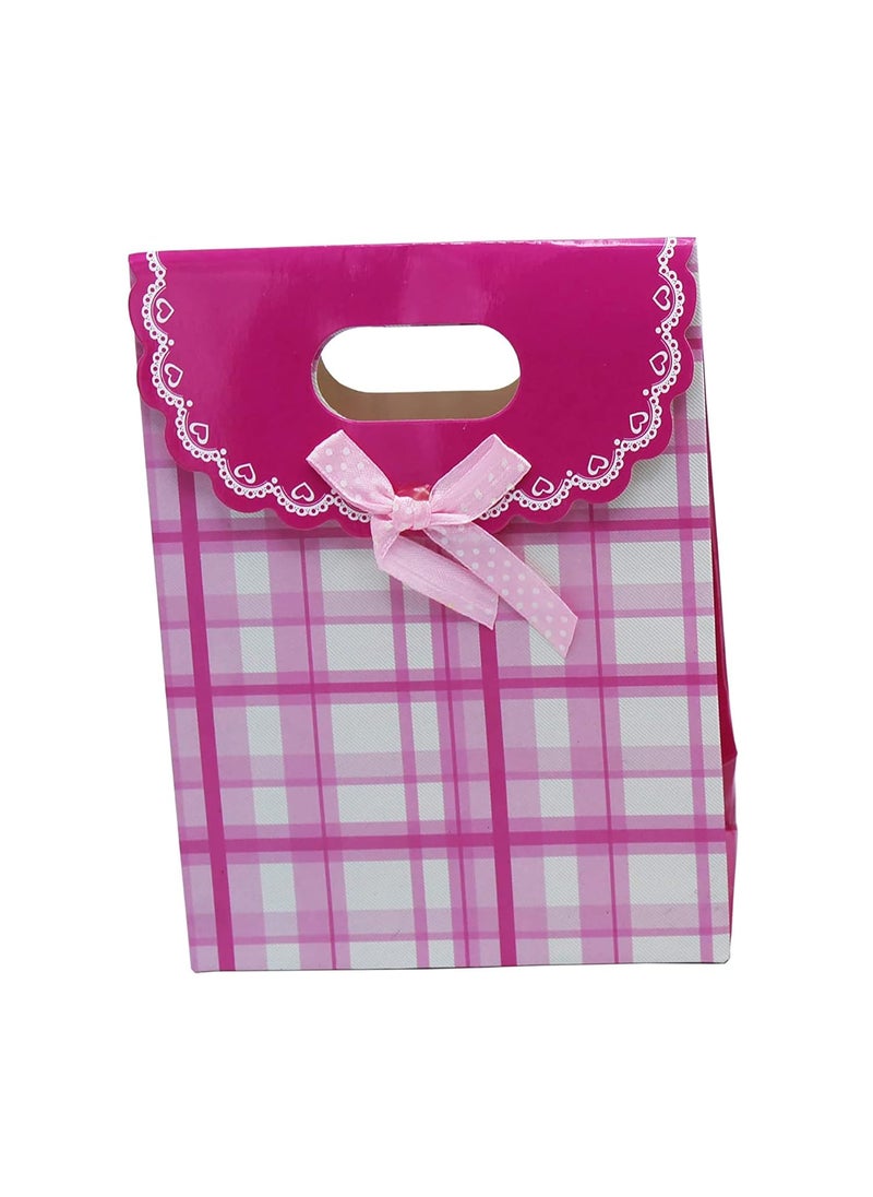 iLife - iLife Gift Bags Paper Bags with Handles Bulk, Shopping Bags Retail Bags Paper Gift Bags (Pink) 12.5 * 6 * 16.6CM - 12 Piece - Image 1