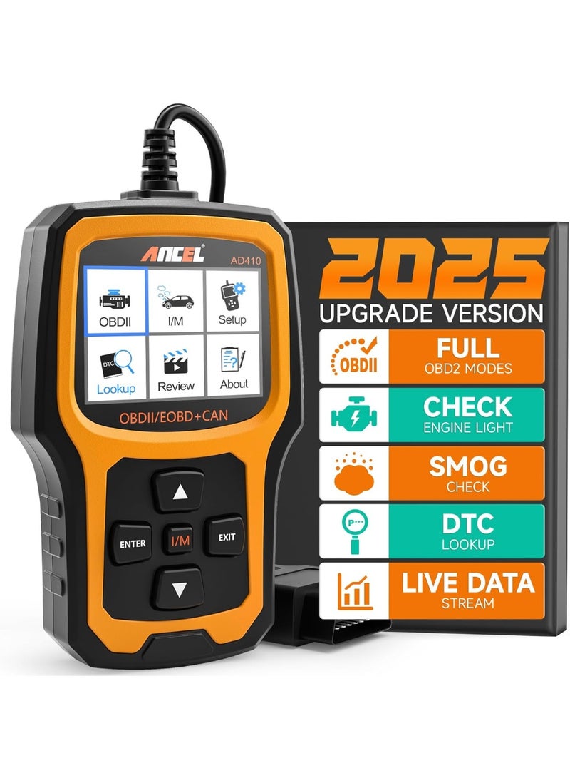 Ancel ANCEL AD410 Enhanced OBD2 Scanner, Car Code Reader Clear Engine Light Instantly, Automotive OBD II Scanner Fault Diagnosis, Universal Scan Tool for All OBDII Vehicles 1996+, Black/Yellow - Image 1