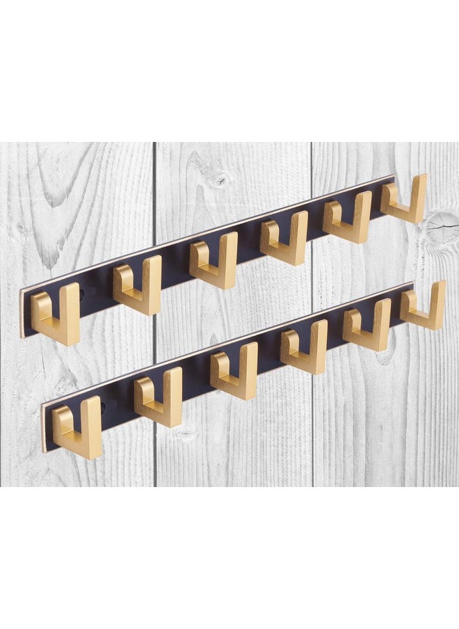 DOCOSS Pack Of 2Exclusive Extra Long 40 Cm Gold Black 6 Pin Metal Cloth Hangers For Wall Door Cloth Hook Bathroom Wall Hooks Rail For Hanging Clothestowel Bathroom Accessories  - Image 1