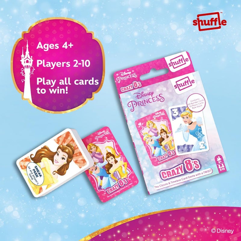 Shuffle بطاقات لعب ديزني برينسيس كريزي 8 - هدية عودة للأطفال، لعبة بطاقات ممتعة لأعياد الميلاد والحفلات | عبوة من 1 - Image 5