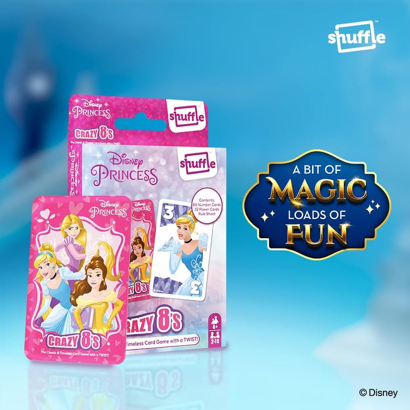 Shuffle بطاقات لعب ديزني برينسيس كريزي 8 - هدية عودة للأطفال، لعبة بطاقات ممتعة لأعياد الميلاد والحفلات | عبوة من 1 - Image 3