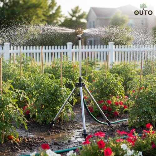 OUTO Impulse Garden Sprinkler with Stainless Steel Extendable Tripod Stand Large Area Coverage Adjustable Water Pressure Sprayer for Watering Plants Outdoor Lawn Yard Irrigation System - Image 5