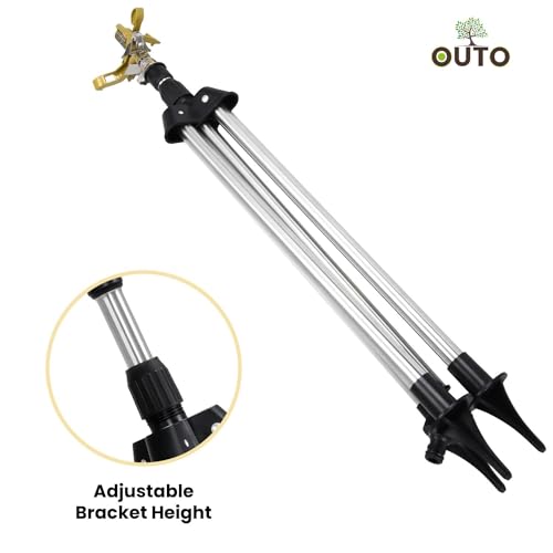 OUTO Impulse Garden Sprinkler with Stainless Steel Extendable Tripod Stand Large Area Coverage Adjustable Water Pressure Sprayer for Watering Plants Outdoor Lawn Yard Irrigation System - Image 3