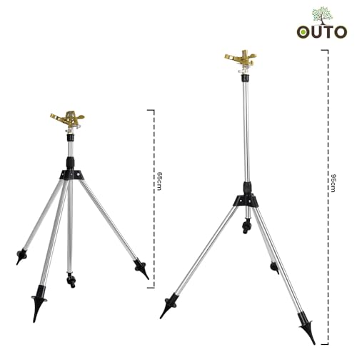 OUTO Impulse Garden Sprinkler with Stainless Steel Extendable Tripod Stand Large Area Coverage Adjustable Water Pressure Sprayer for Watering Plants Outdoor Lawn Yard Irrigation System - Image 2