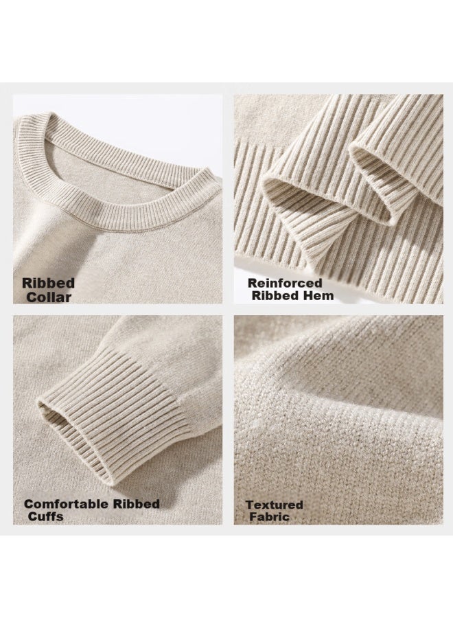 Tonlion Heavyweight Crew Neck Knit Sweater Men New Casual Solid Color Pullover Loose Warm Youth Sweater - Image 4