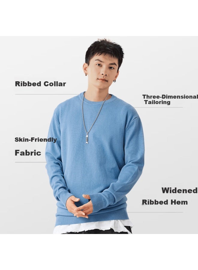 Tonlion Heavyweight Crew Neck Knit Sweater Men New Casual Solid Color Pullover Loose Warm Youth Sweater - Image 2