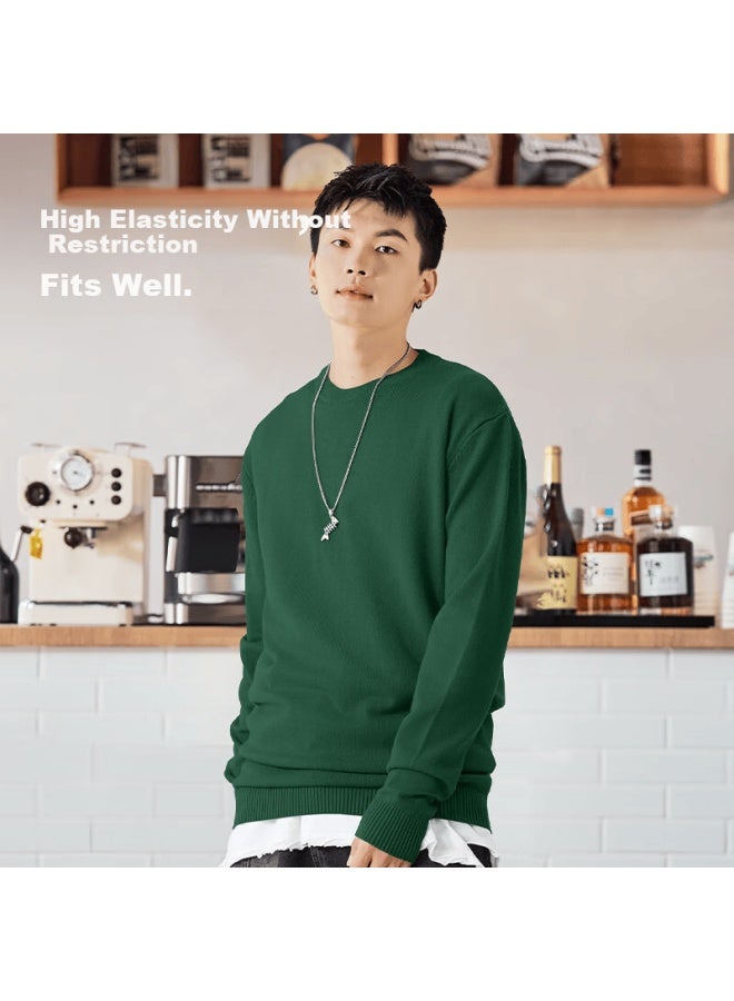 Tonlion Heavyweight Crew Neck Knit Sweater Men New Casual Solid Color Pullover Loose Warm Youth Sweater - Image 3