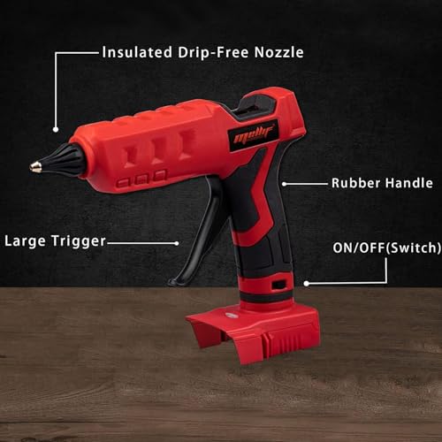 Mellif Cordless Hot Glue Gun Compatible with Milwaukee 18V Battery(Tool Only), Handheld Electric Power Glue Gun Full Size for Arts & Crafts & DIY with 20 0.43" Glue Sticks - Image 2